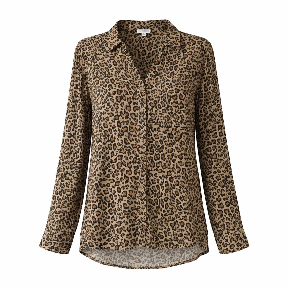 Beach Lunch Lounge Caroline Animal Print Button Down Shirt Plus Size 1X New
